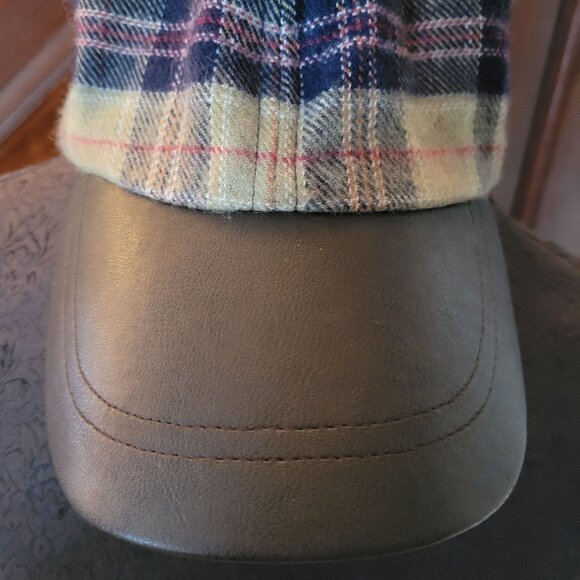 Plaid Wool & Leather Baseball Cap - Picture 2 of 6